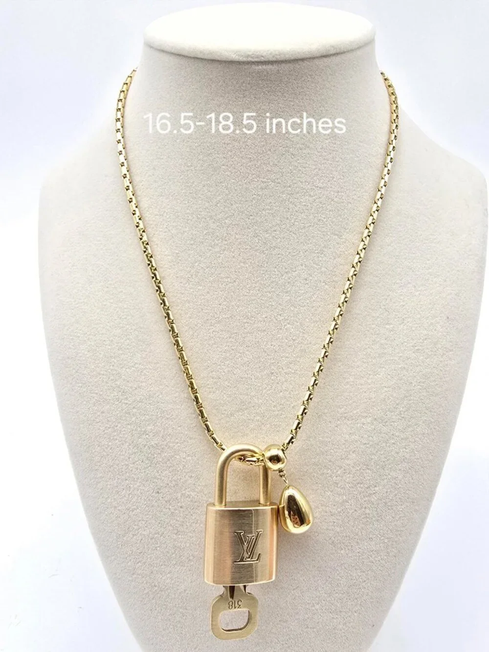 ✨ Stainless Steel Gold-Plated Necklace with Authentic Louis Vuitton Padlock ✨